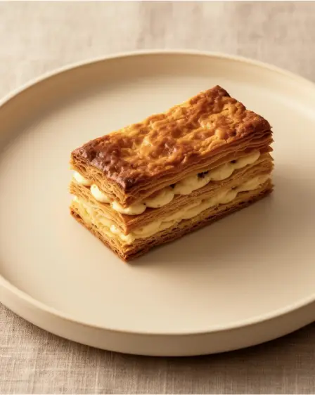 Millefeuille sur une assiette